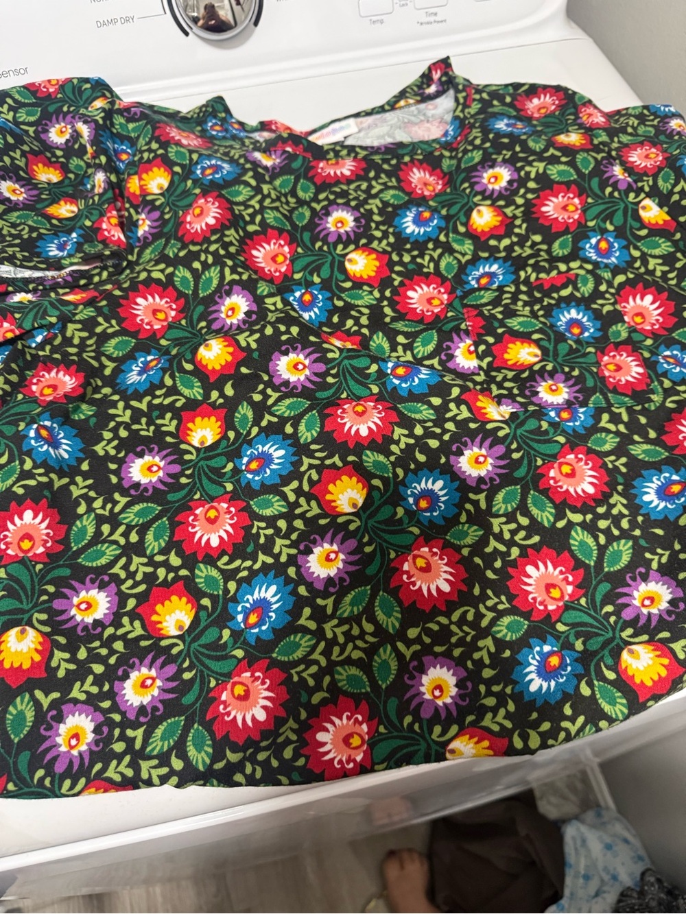LuLaRoe Black Floral Multicolor Crew Top